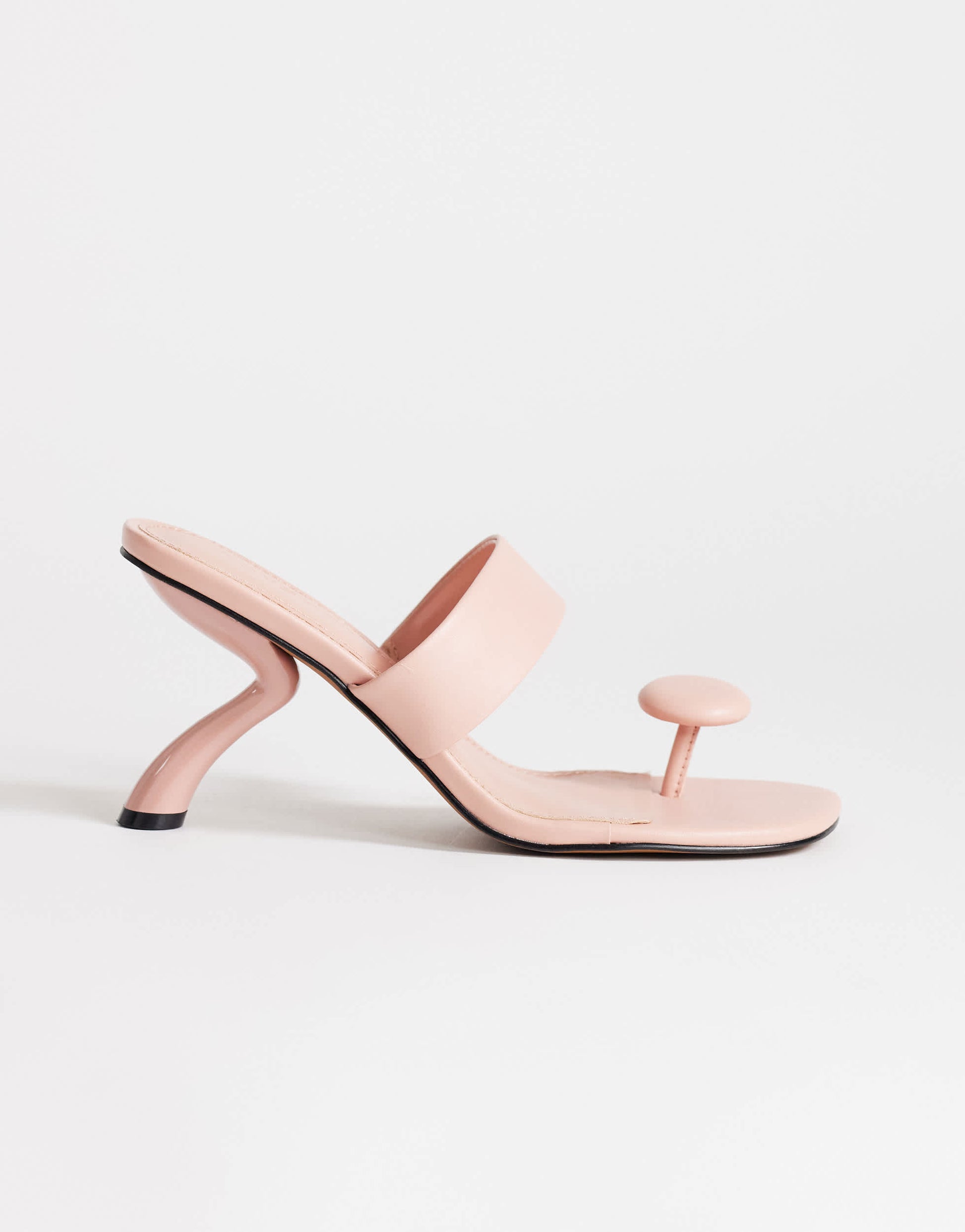 Topshop Natalie toe thong angular mid heel sandal in pink