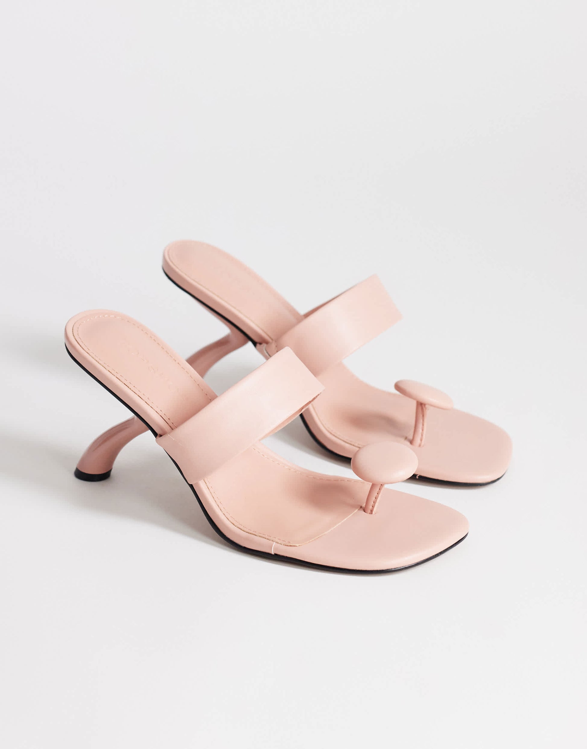 Topshop Natalie toe thong angular mid heel sandal in pink