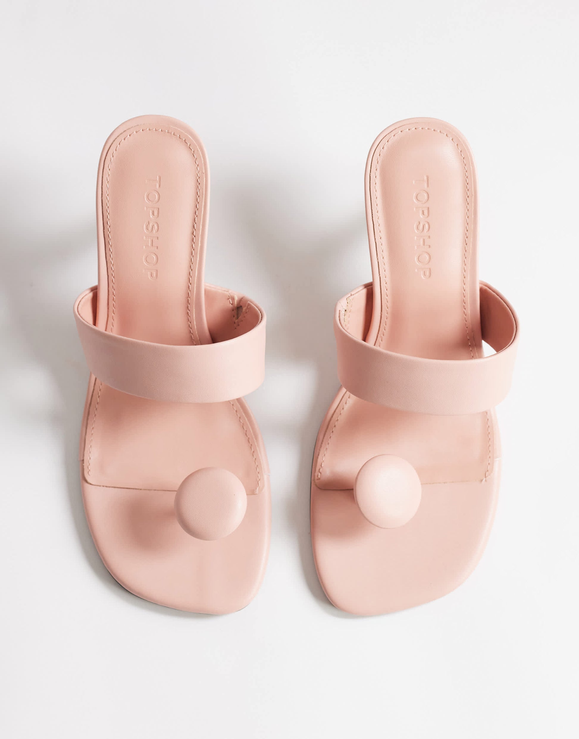 Topshop Natalie toe thong angular mid heel sandal in pink
