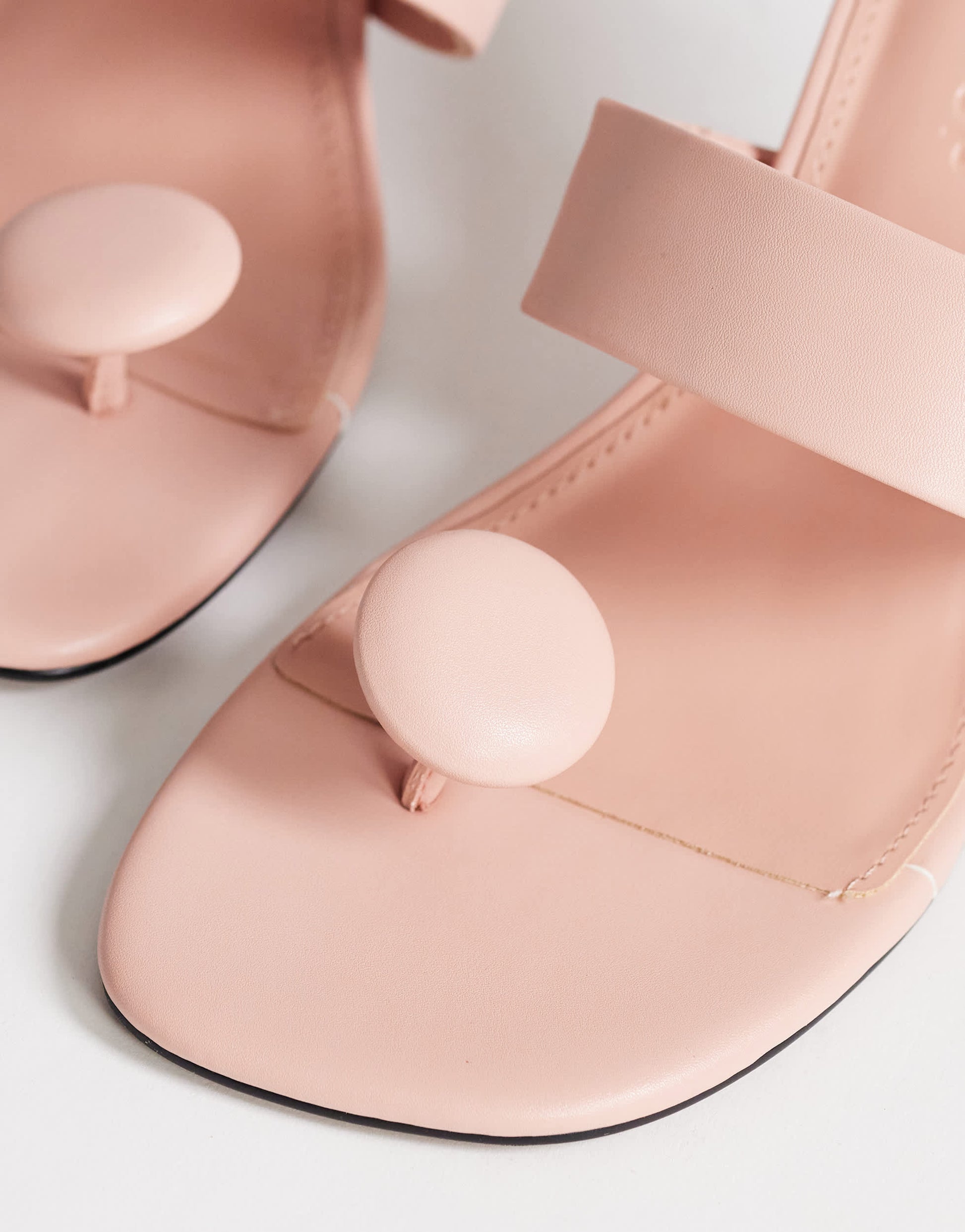 Topshop Natalie toe thong angular mid heel sandal in pink