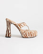 Topshop Nima real leather with hair platform high heeled toe thong sandal in zebra