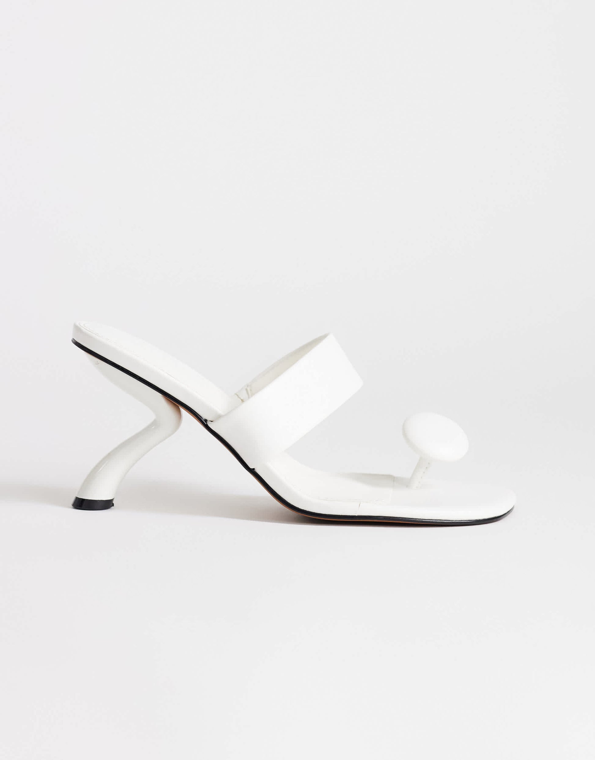 Topshop Natalie toe thong angular mid heel sandal in white