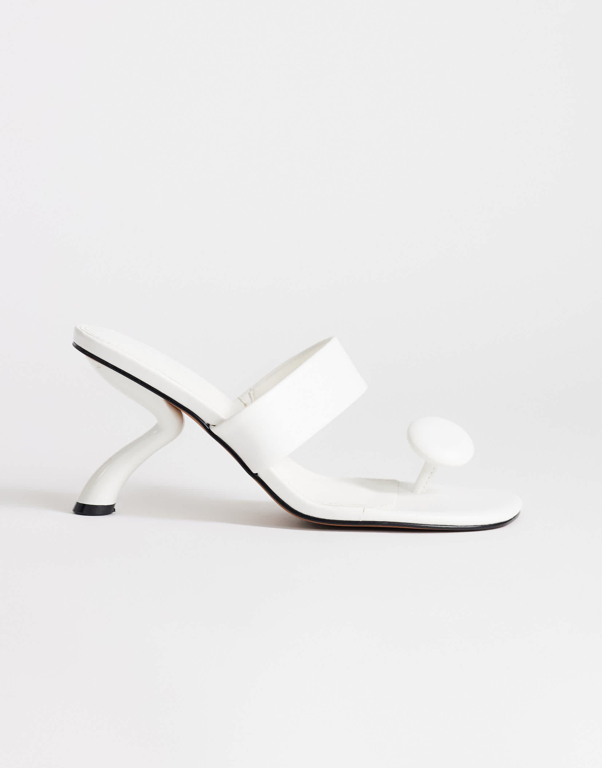 Topshop Natalie toe thong angular mid heel sandal in white