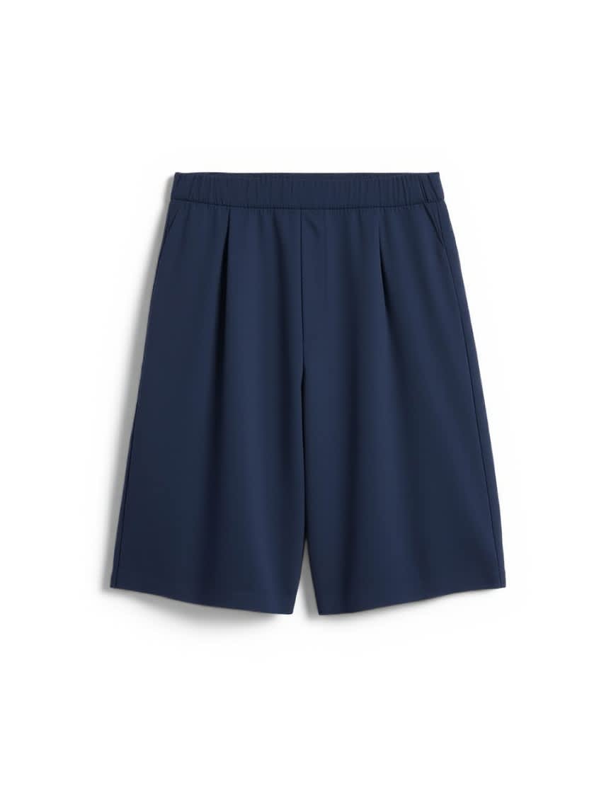 Topman wide leg short with pleats in navy