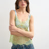 Topshop Spitzen-Cami-Top in Limettengrün mit blauen Abschlüssen