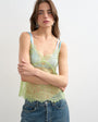 Topshop lace cami top in lime green with blue tipping