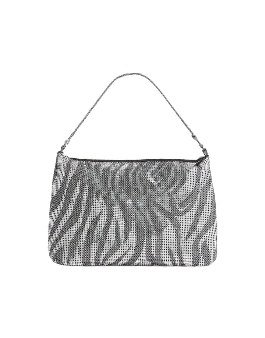 Topshop Jackson embellished small shoulder bag in silver & grey tiger