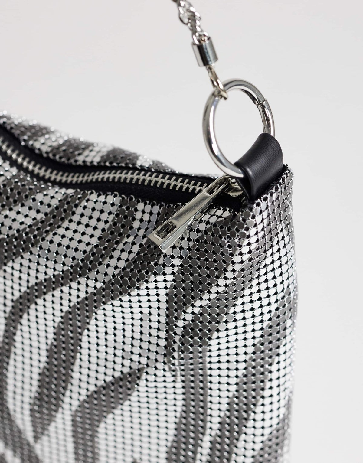 Topshop Jackson embellished small shoulder bag in silver & grey tiger
