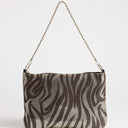 Topshop Jackson embellished small shoulder bag in chocolate & silver zebra