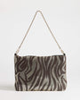 Topshop Jackson embellished small shoulder bag in chocolate & silver zebra