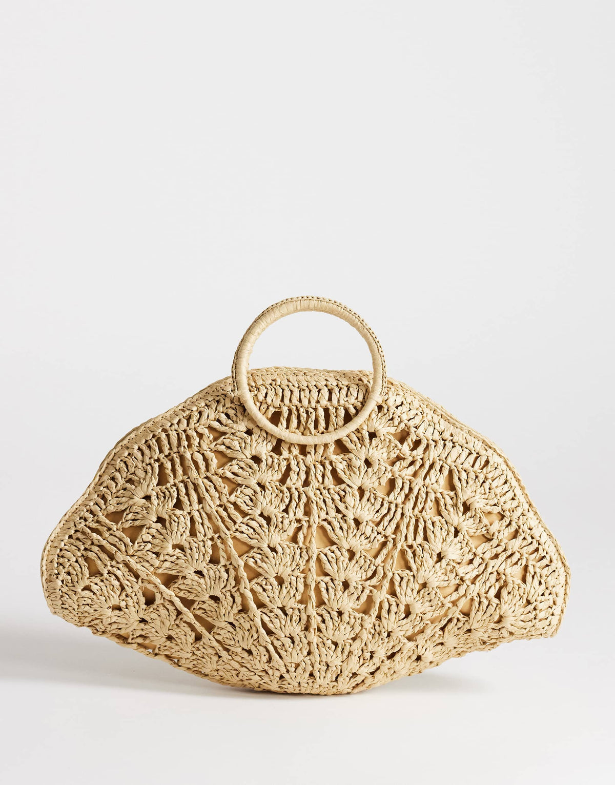 Topshop Shelly medium weave shell small grab bag in natural