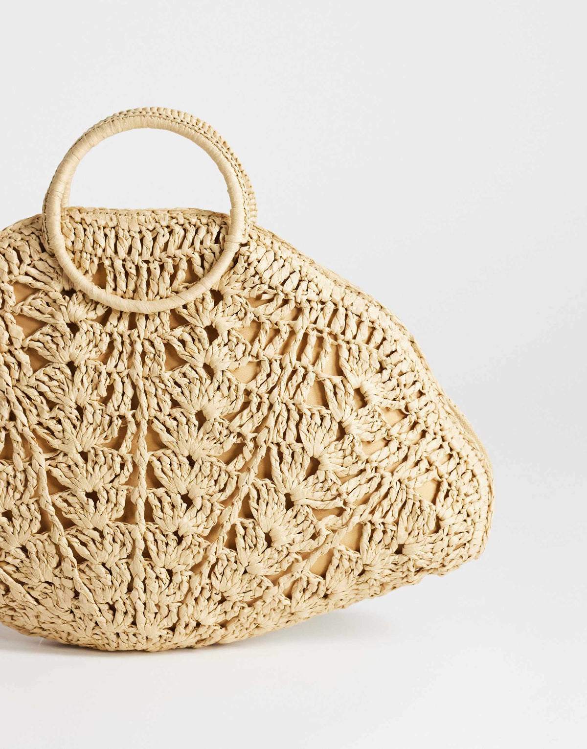 Topshop Shelly medium weave shell small grab bag in natural