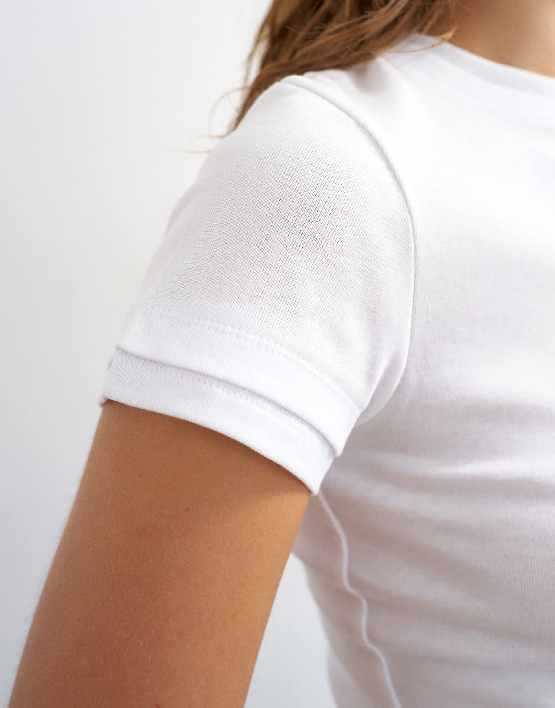 Topshop layered short sleeve fitted tee in white