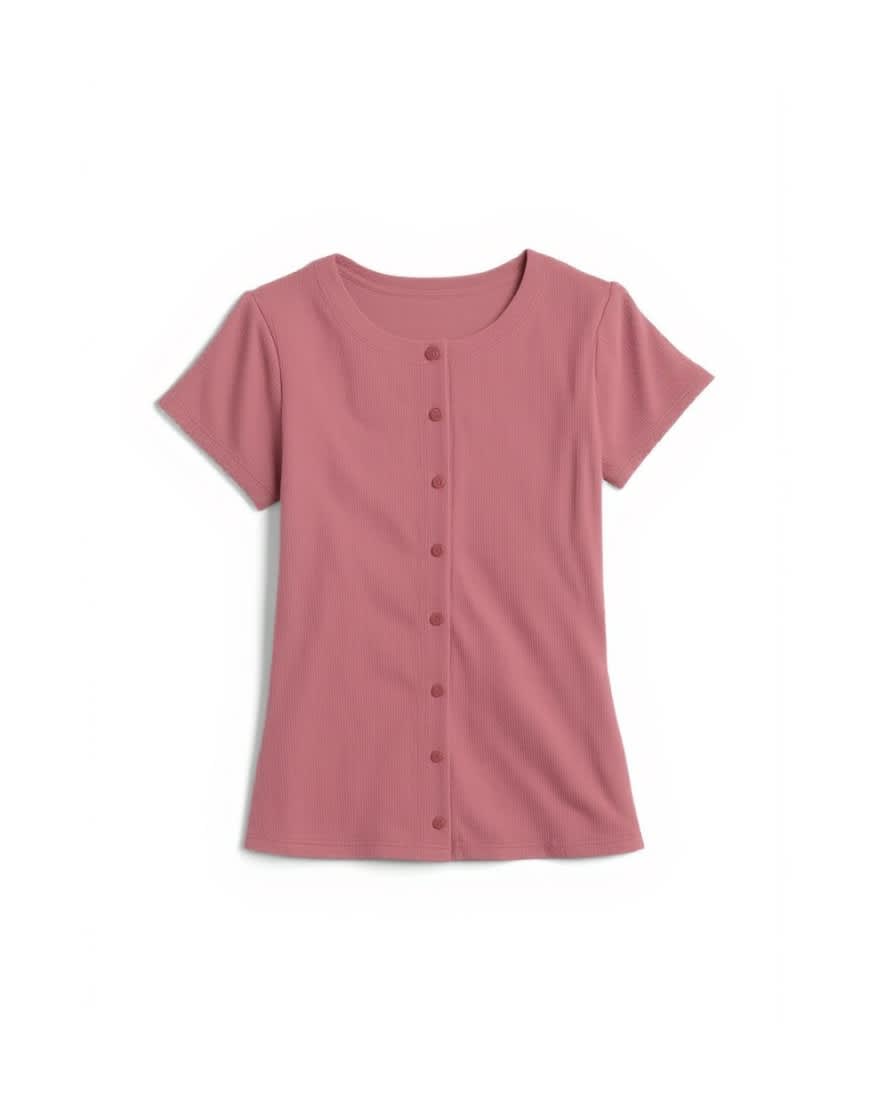 Topshop button through short sleeve top in berry