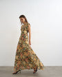 Topshop pleated open back maxi dress in pink and green floral