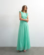 Topshop pleated open back maxi dress in green