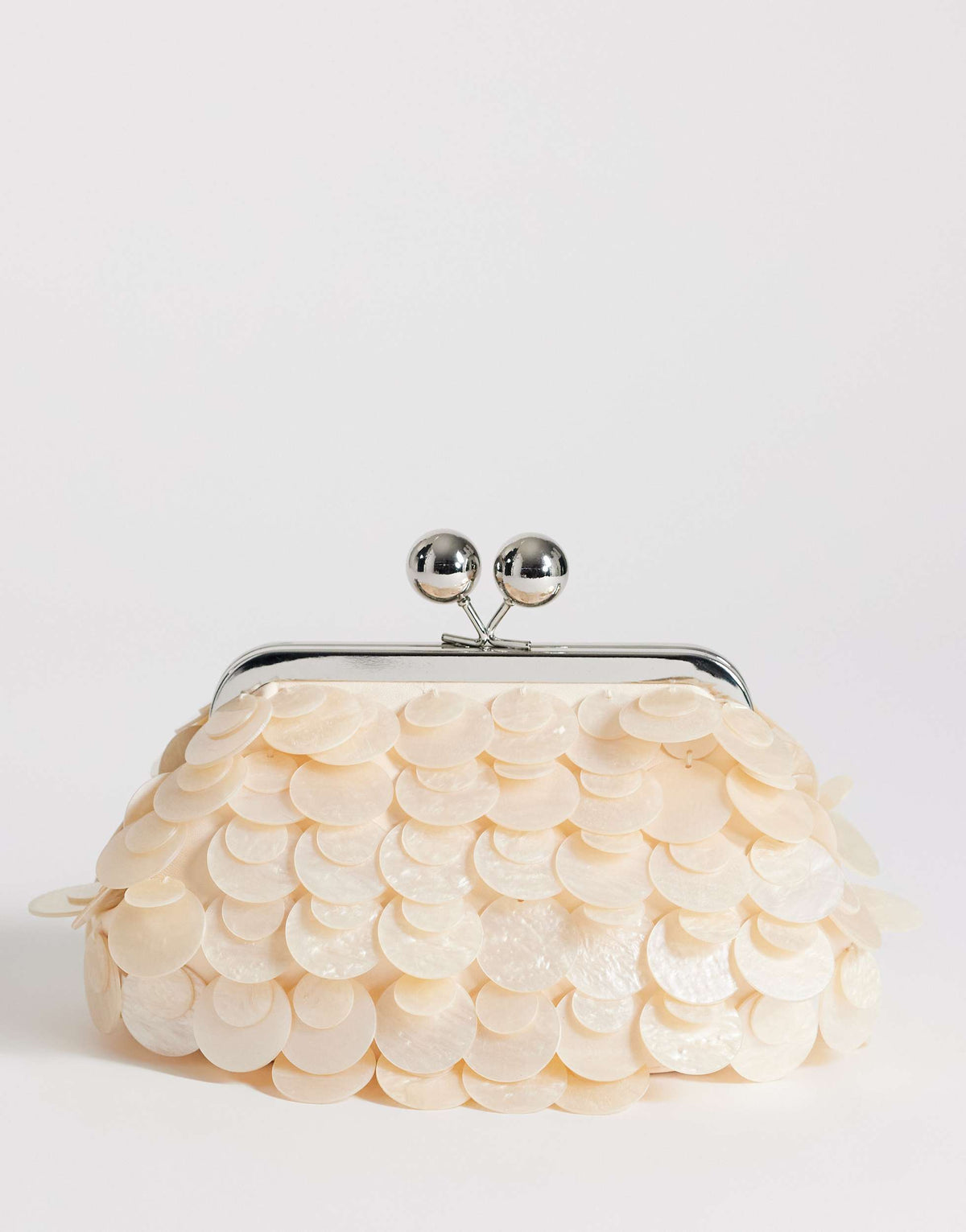 Topshop Maeve small embellished clutch in off white