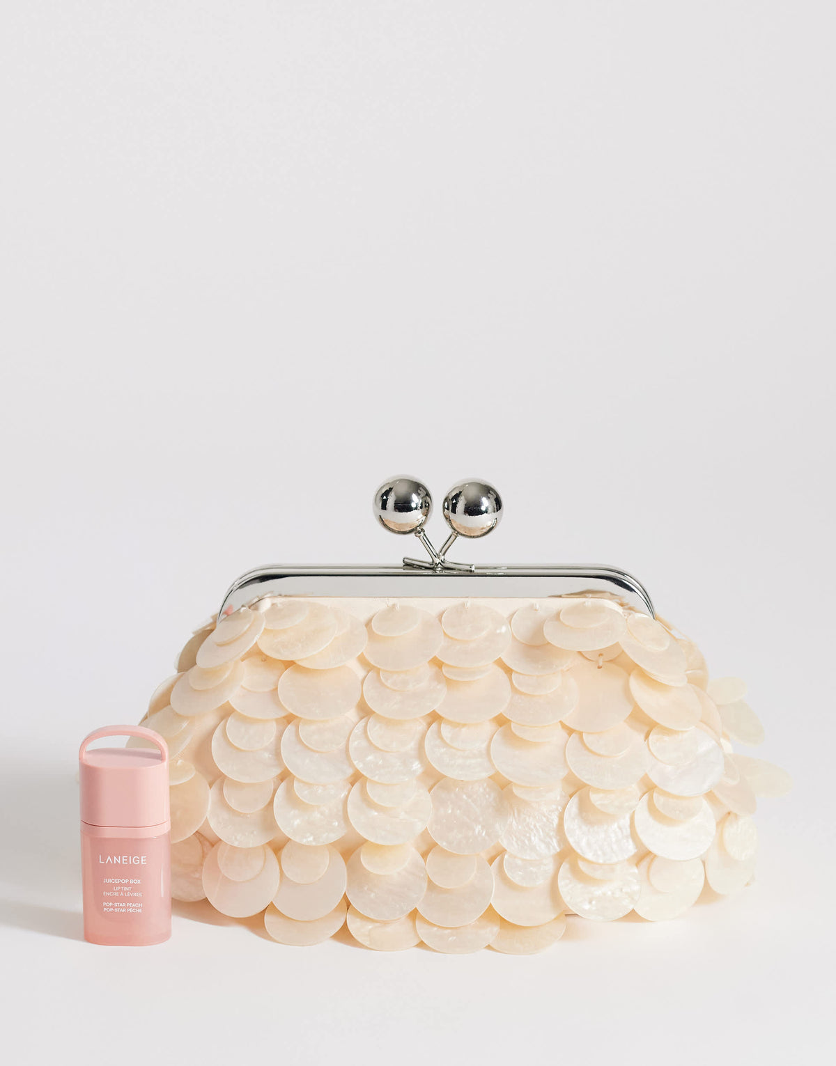 Topshop Maeve small embellished clutch in off white