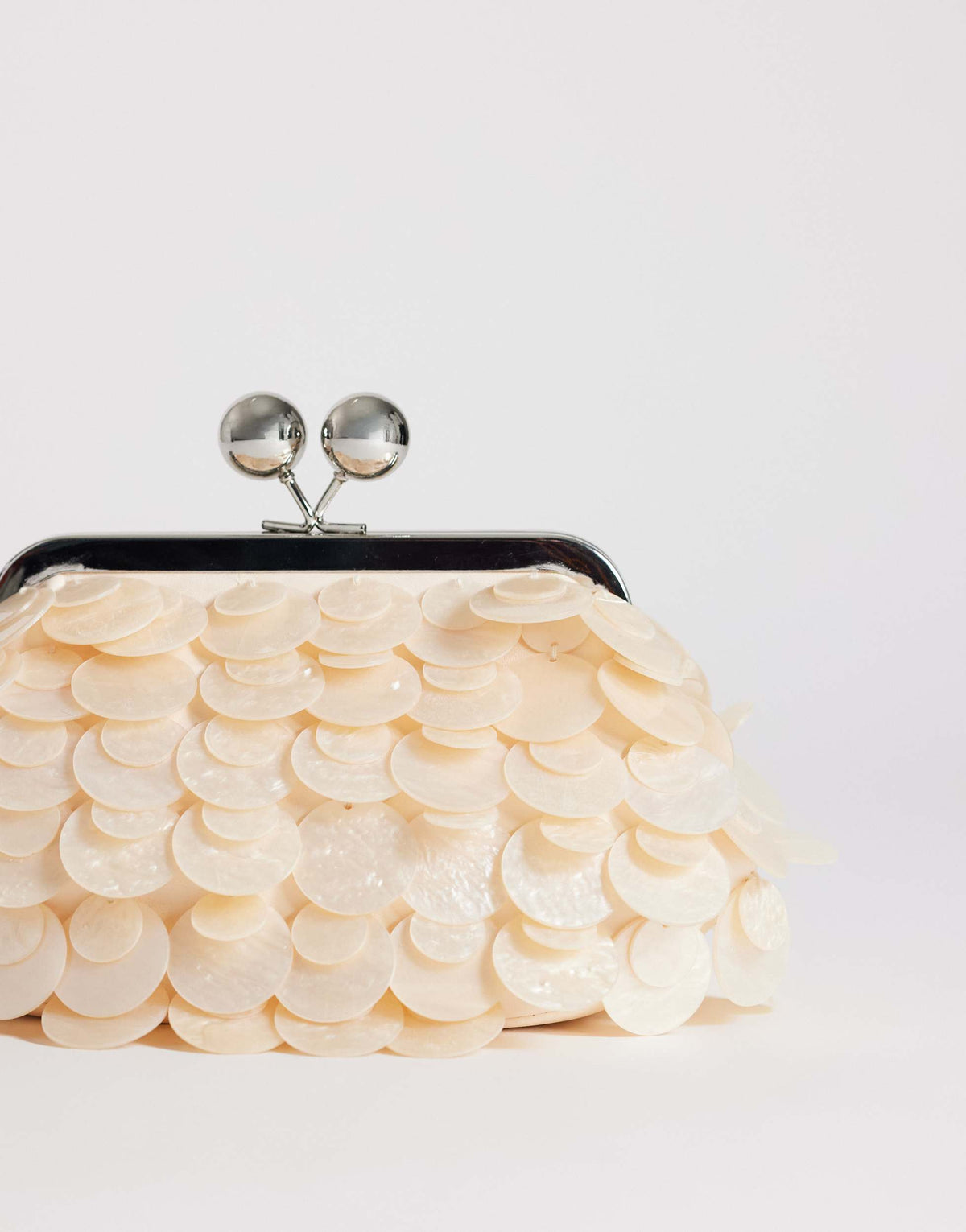 Topshop Maeve small embellished clutch in off white