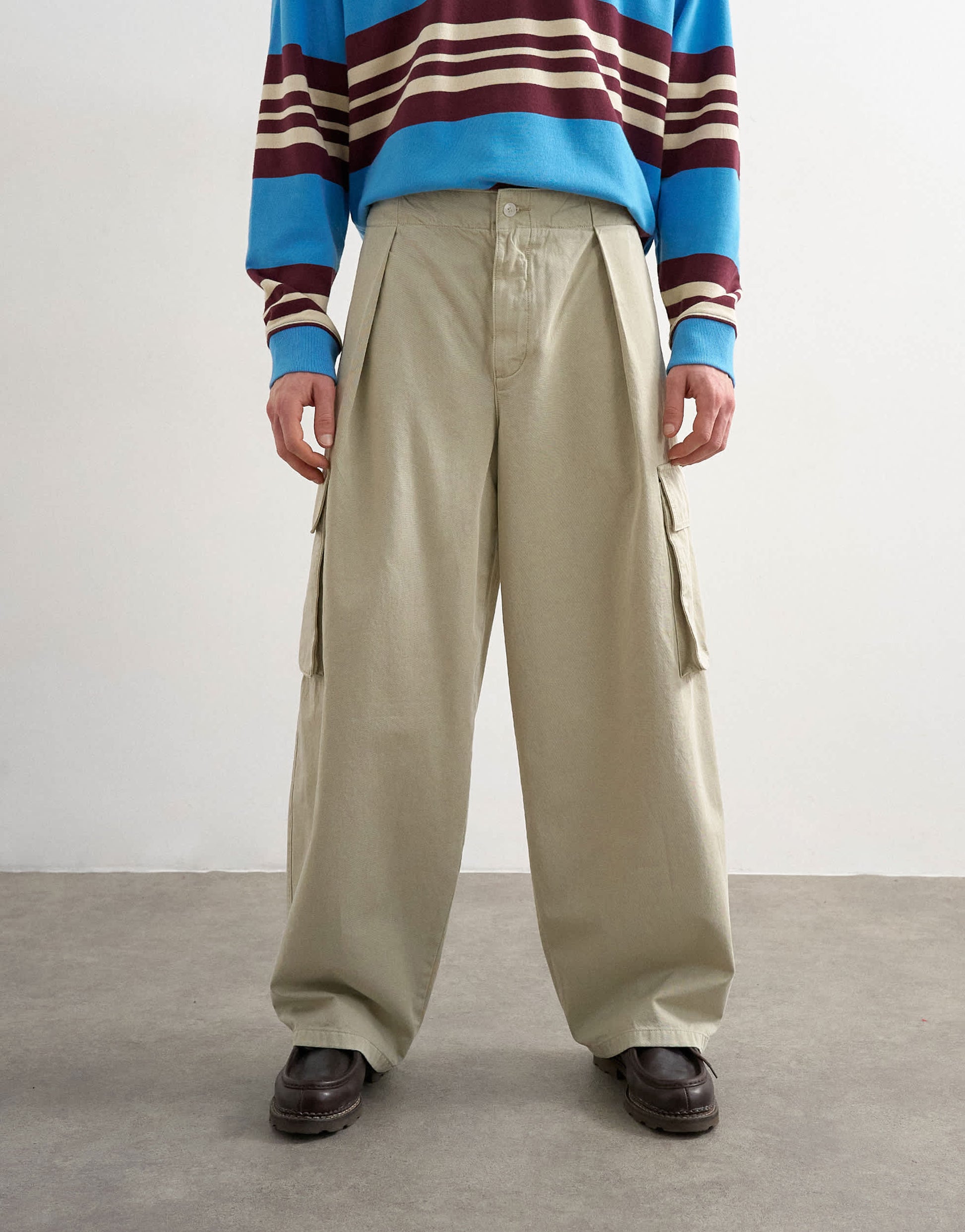 Topman baggy fit cargo trouser in stone