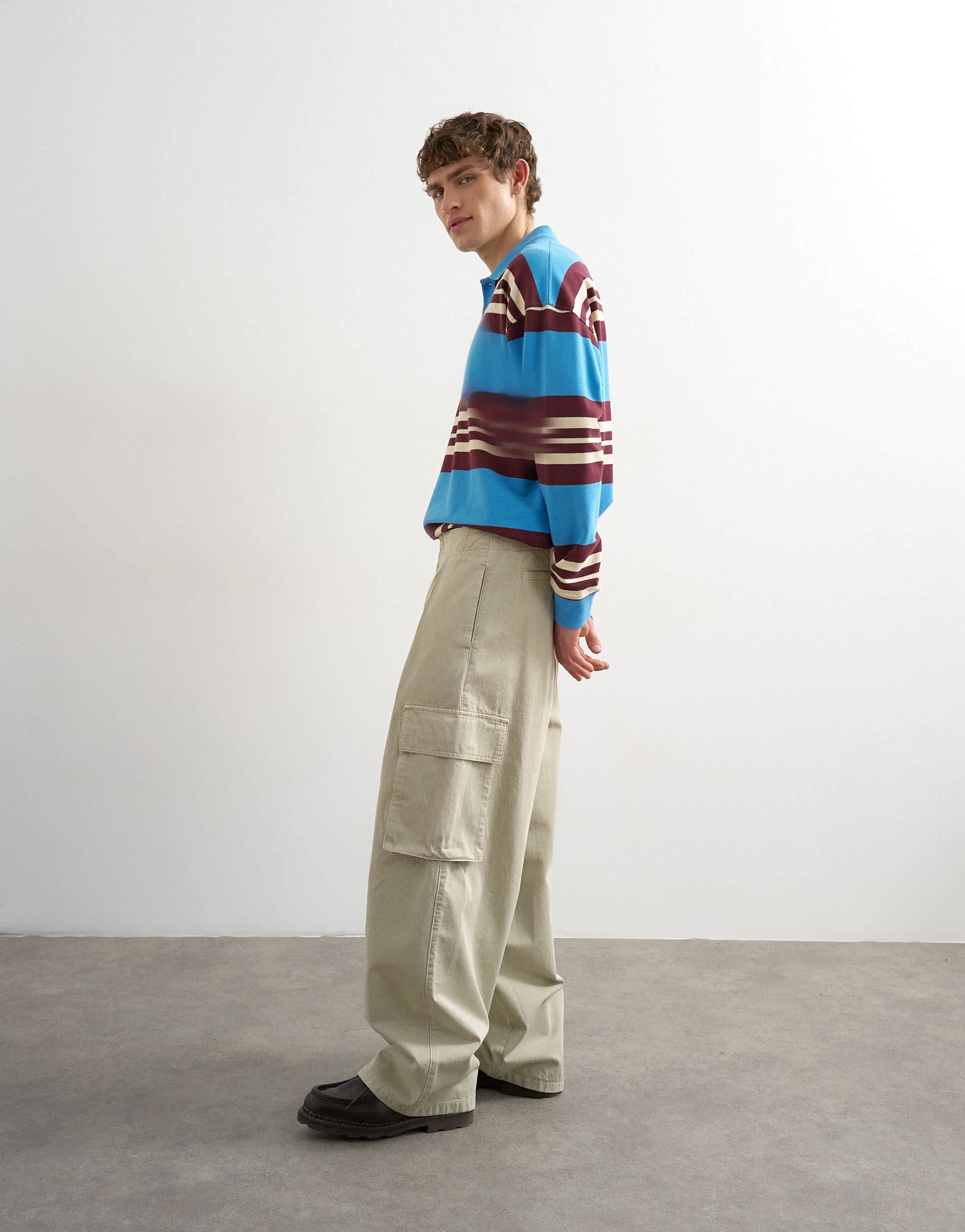 Topman baggy fit cargo trouser in stone