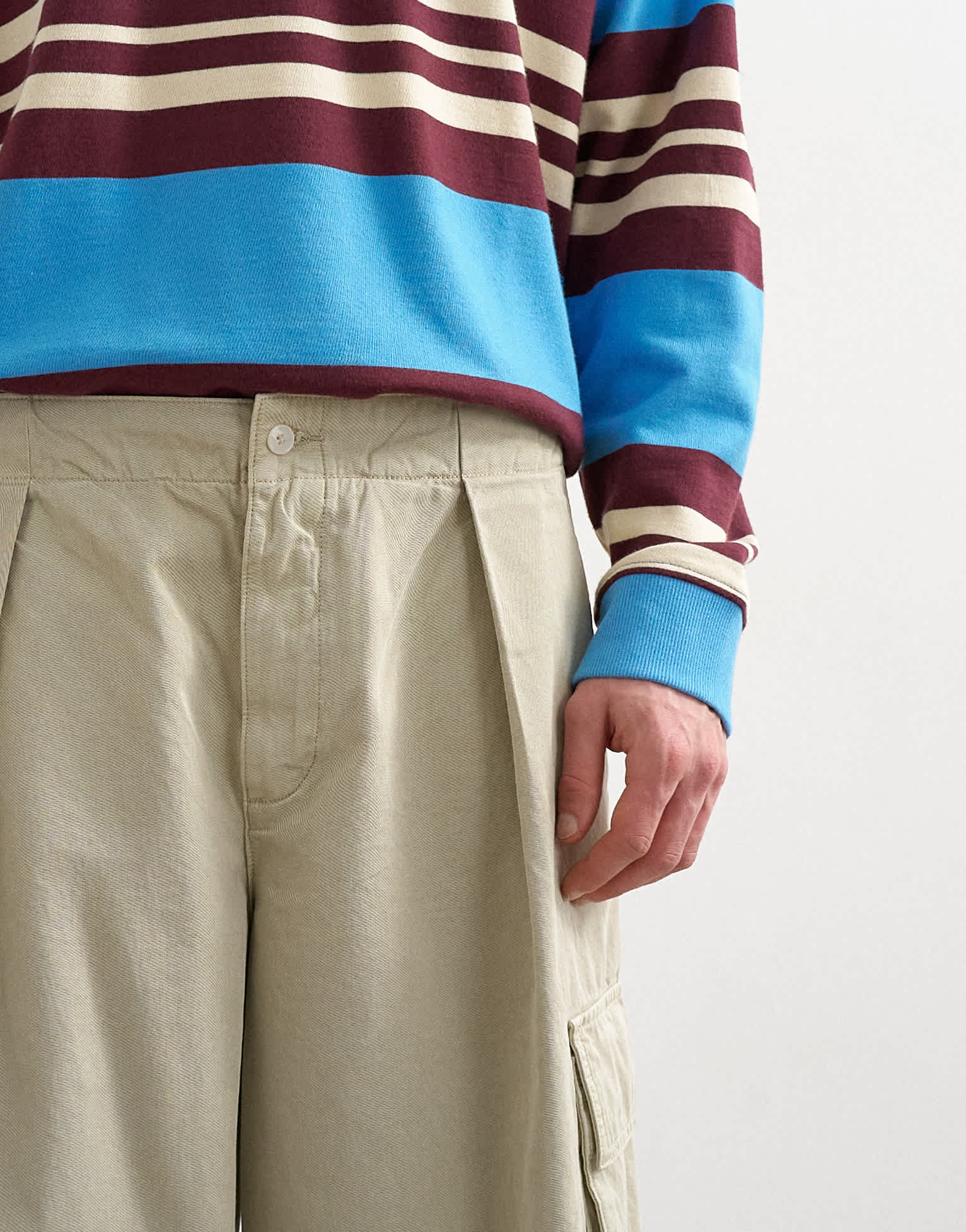 Topman baggy fit cargo trouser in stone
