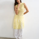 Topshop knitted tape fish net scoop neck top in yellow