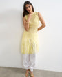 Topshop knitted tape fish net scoop neck top in yellow