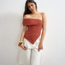 Topshop knitted one shoulder asymmetric top in rust