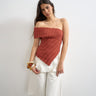 Topshop knitted one shoulder asymmetric top in rust