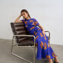 Topshop chiffon maxi dress with pintucks detail in purple and orange floral