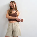 Topshop Denim Editor Shorts in Hafer