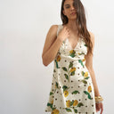 Topshop lace insert pintucked waist mini tea dress in Lemon Polka Dot