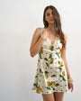 Topshop lace insert pintucked waist mini tea dress in Lemon Polka Dot