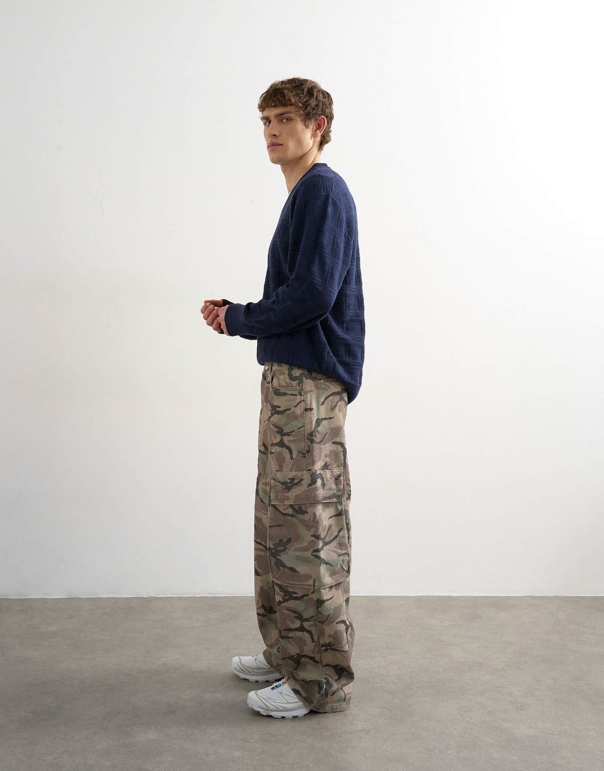 Topman baggy fit twill cargo in camo print