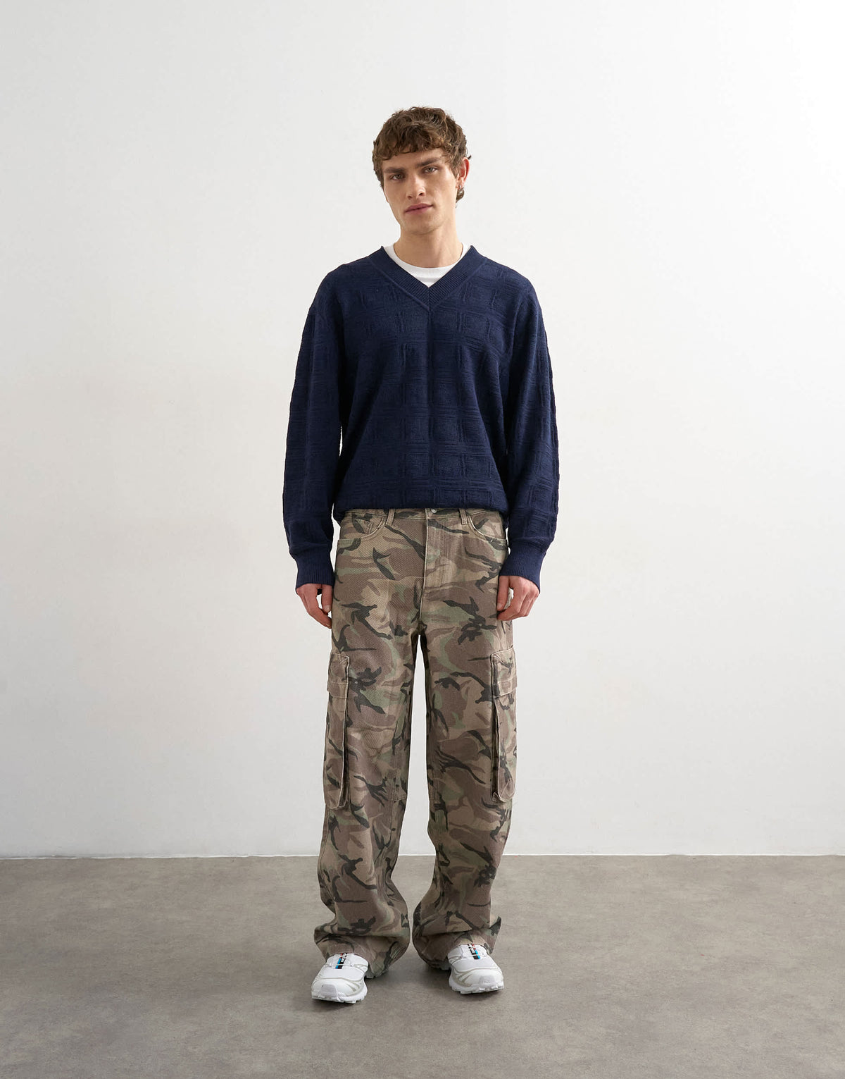 Topman baggy fit twill cargo in camo print