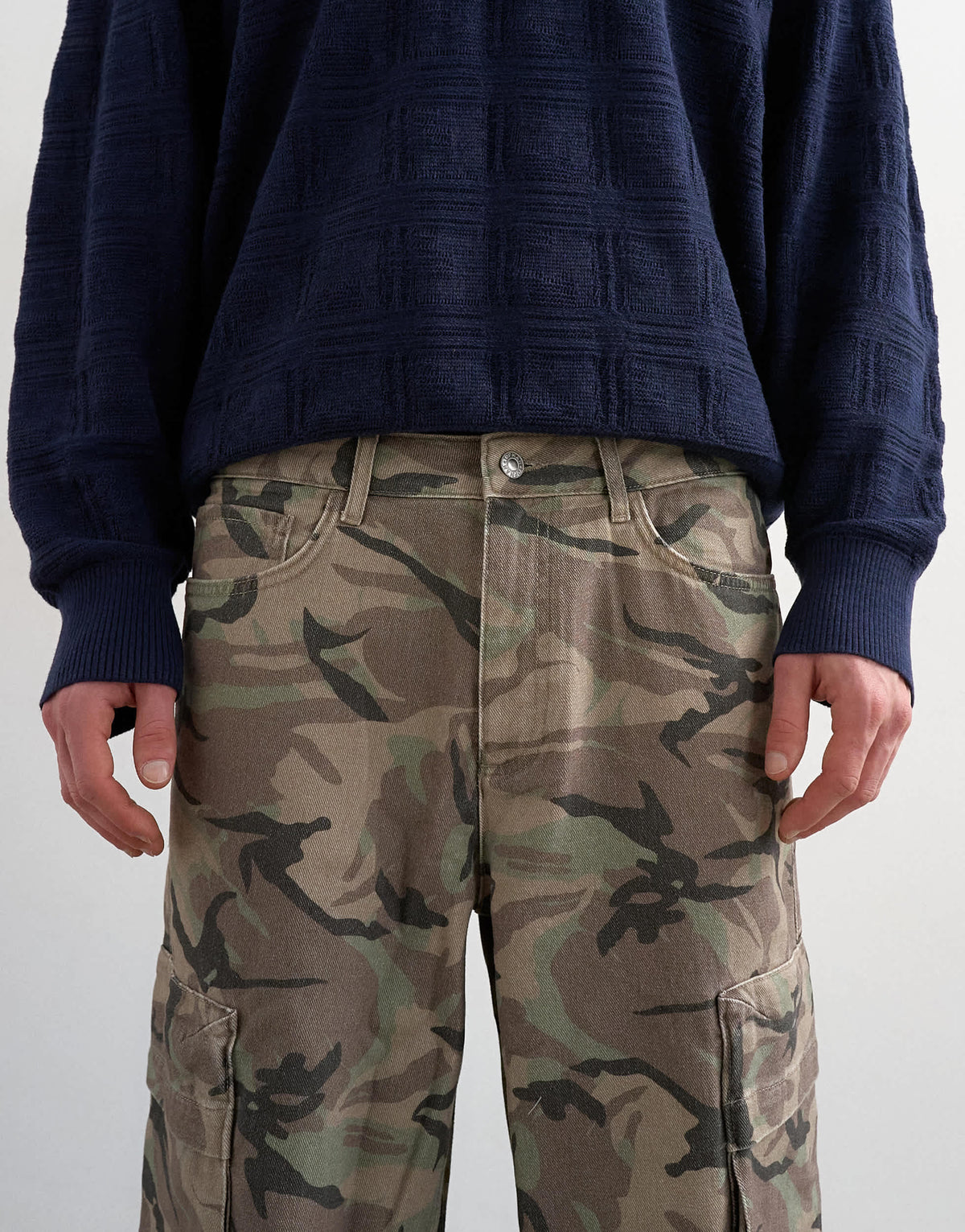 Topman baggy fit twill cargo in camo print
