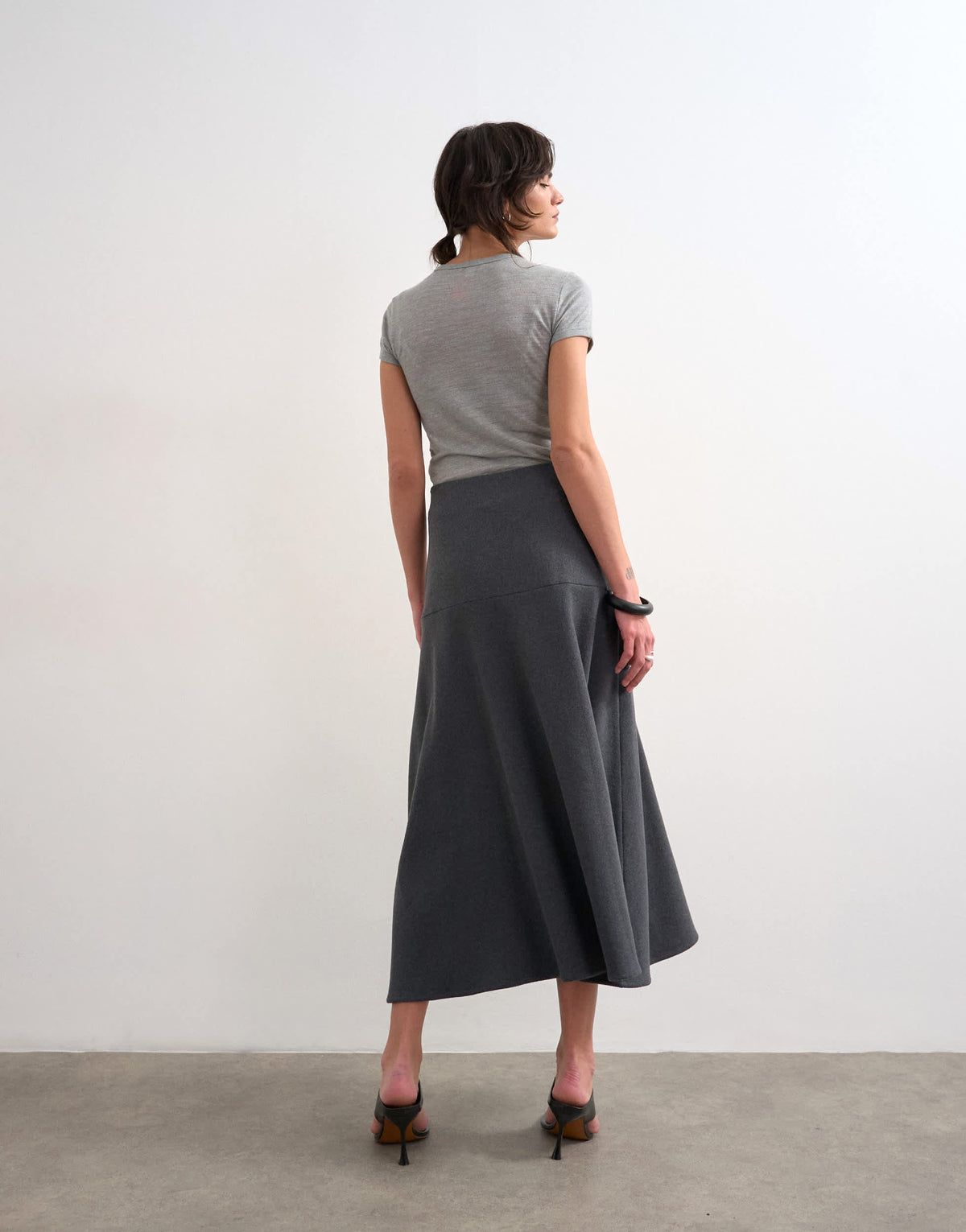 Topshop soft touch drop waist maxi skirt in charcoal grey
