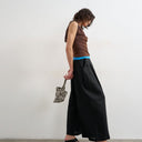 Topshop linen A line wide leg trouser in black