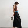 Topshop linen A line wide leg trouser in black