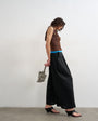 Topshop linen A line wide leg trouser in black