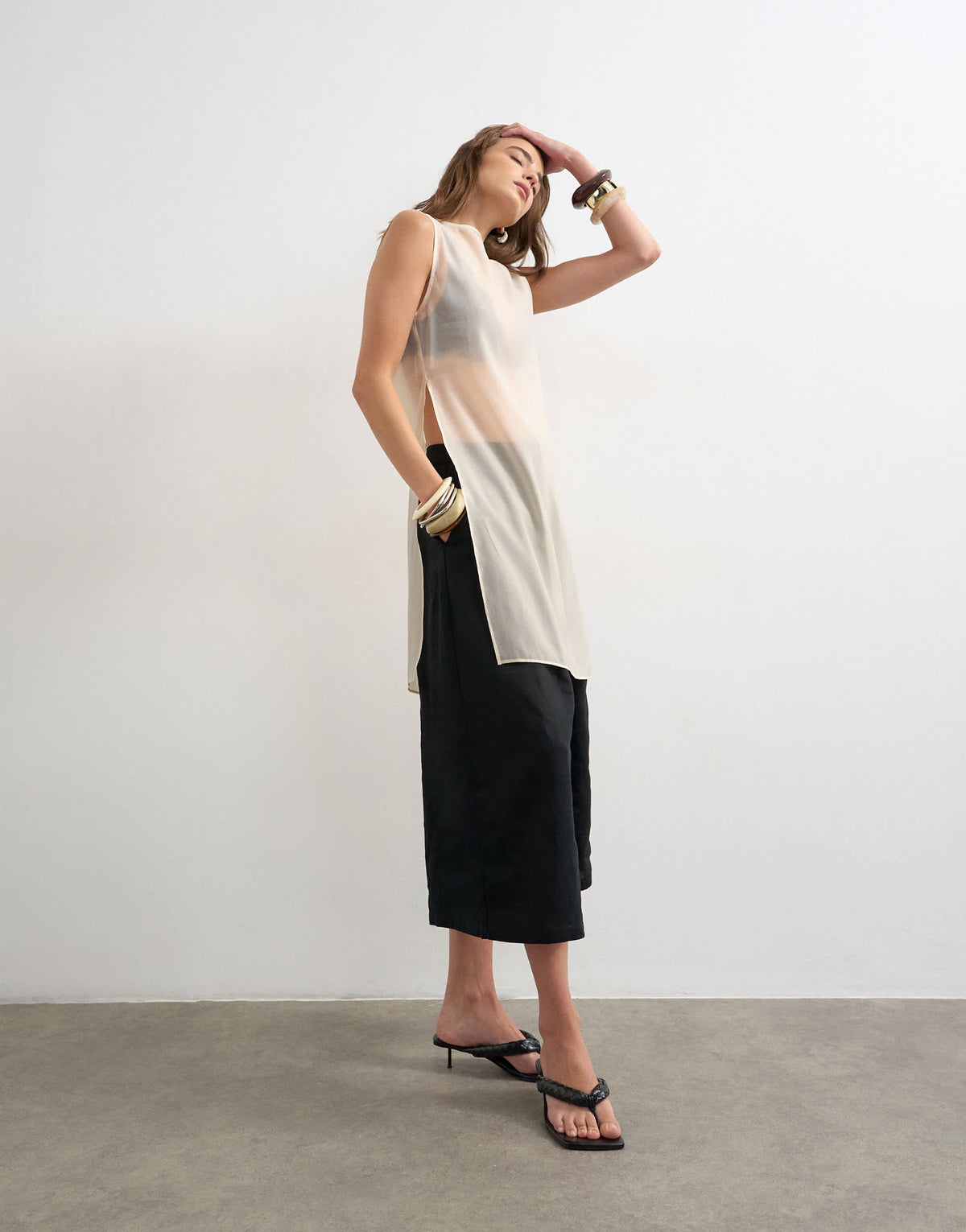 Topshop linen A line culotte  in black
