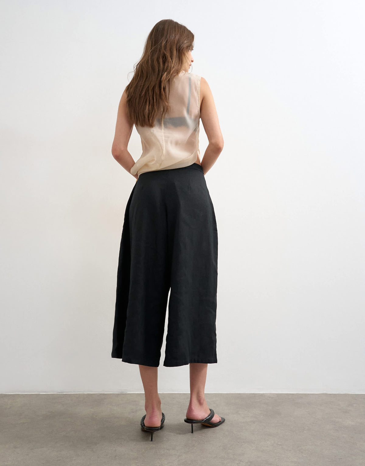 Topshop linen A line culotte  in black