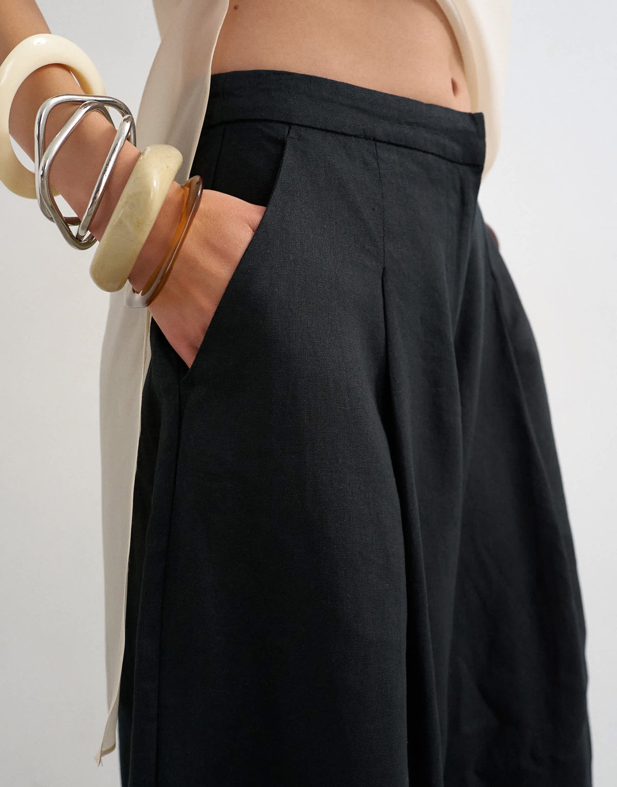 Topshop linen A line culotte  in black