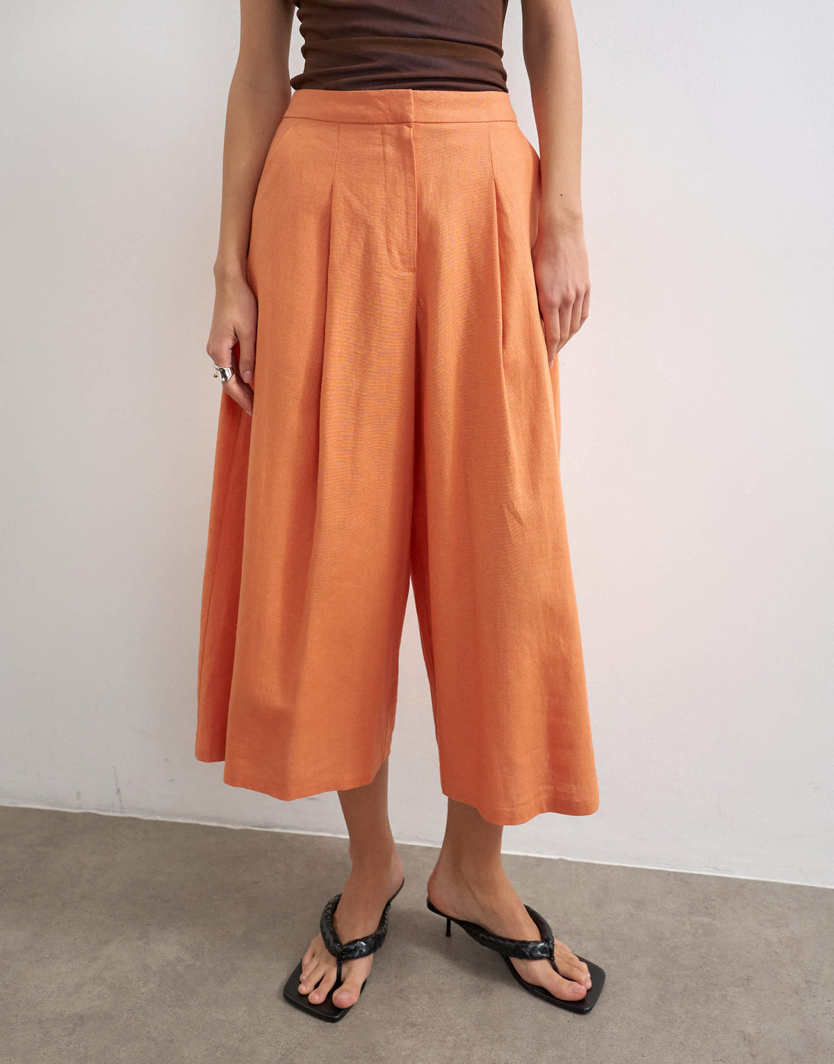 Topshop linen A line culotte in washed orange
