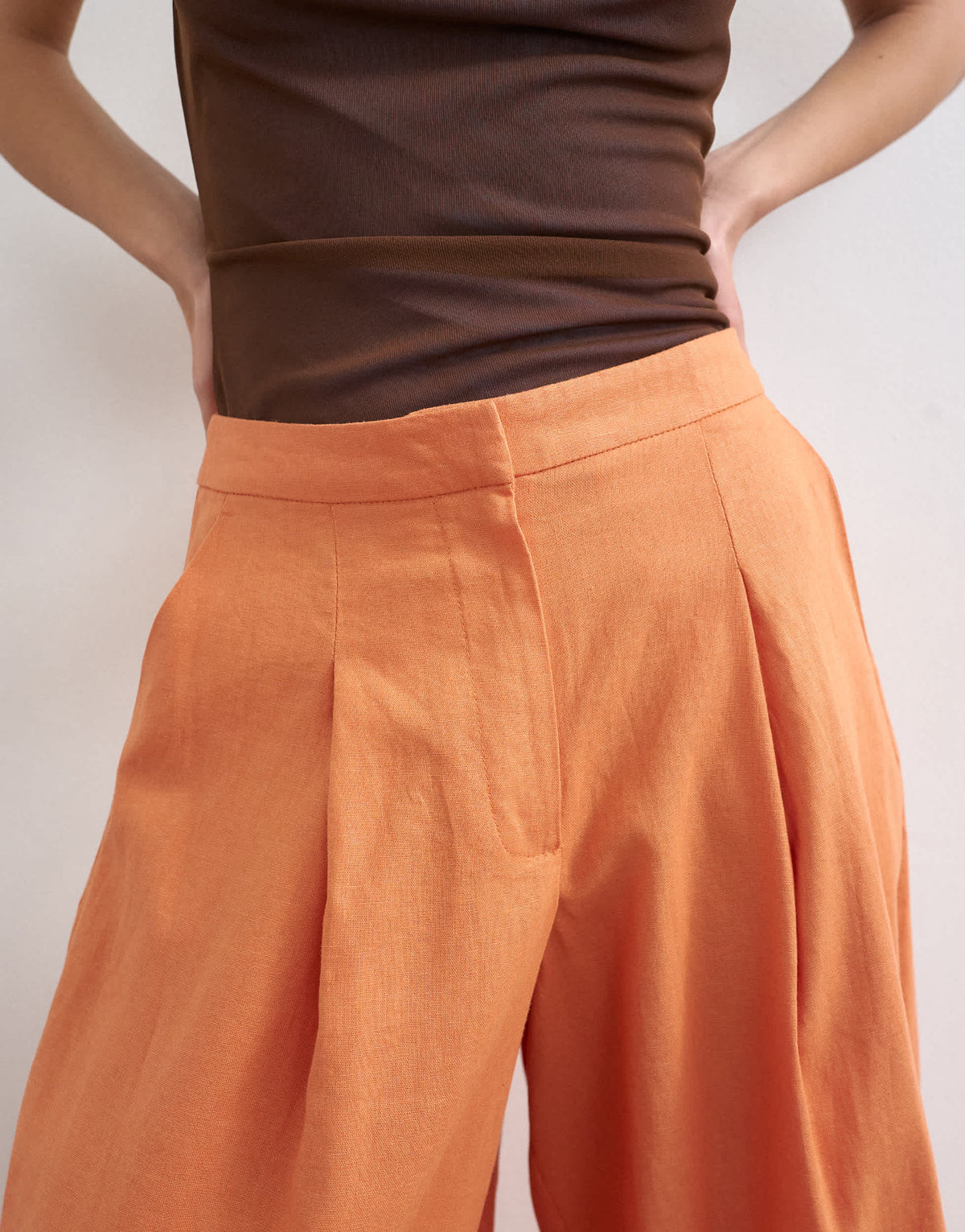 Topshop linen A line culotte in washed orange