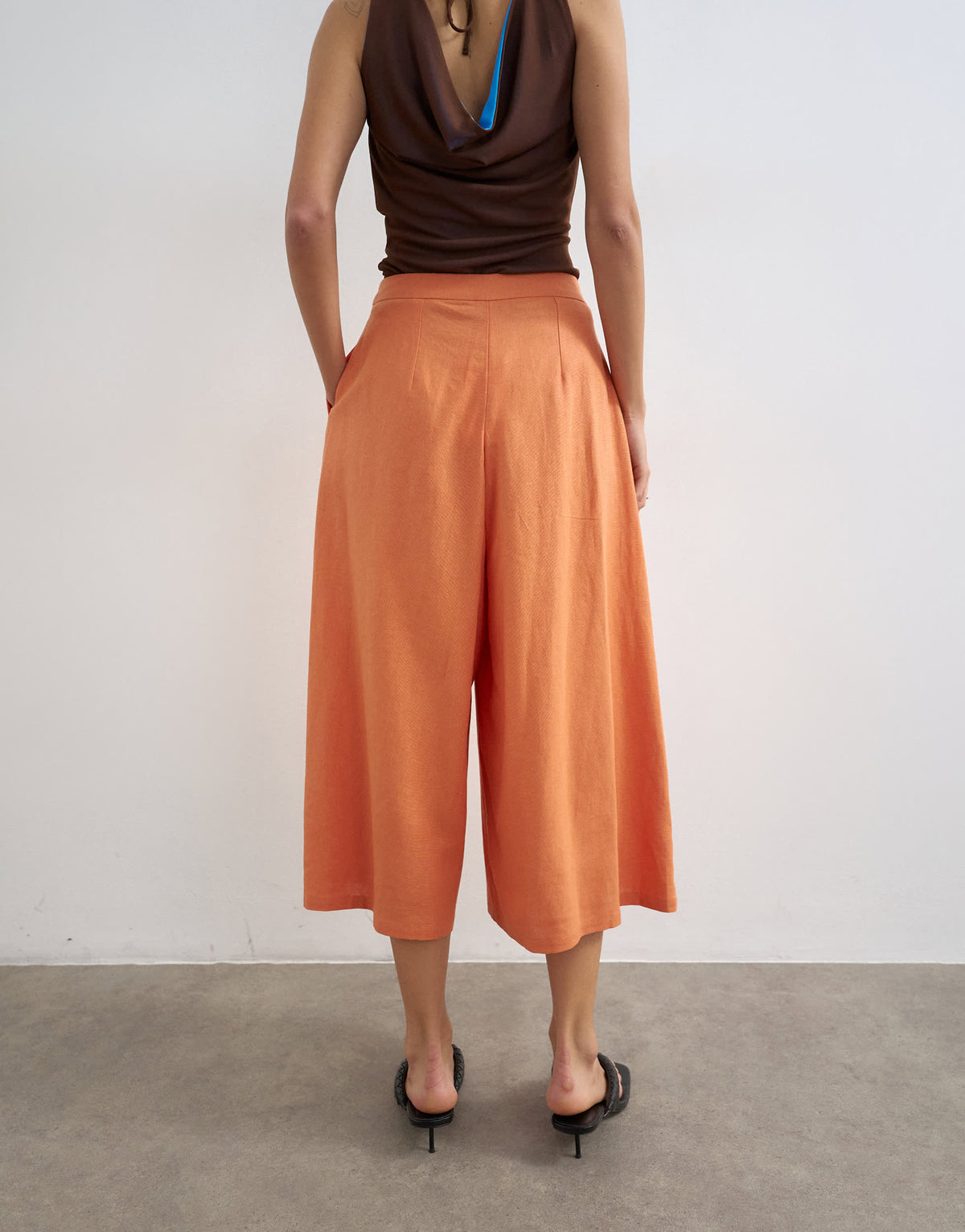 Topshop linen A line culotte in washed orange