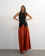 Topshop linen A line wide leg trouser in rust