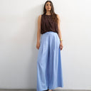 Topshop linen A line wide leg trouser in light blue