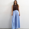 Topshop linen A line wide leg trouser in light blue